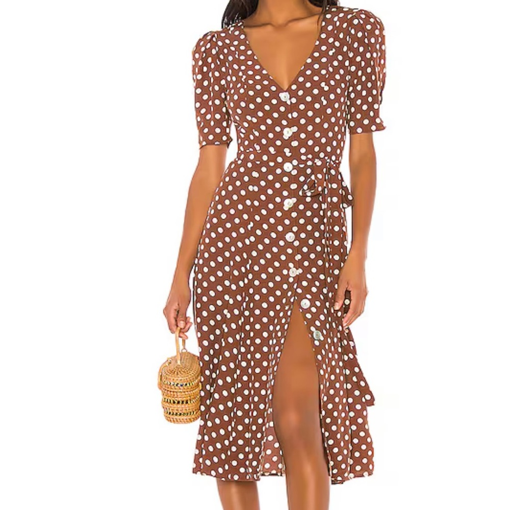 COPY - Lpa bambina midi dress polka dot brown Annette dot nwt S